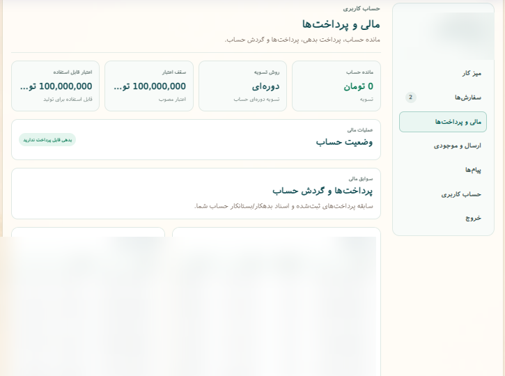 نمای کلی مالی و پرداخت‌ها